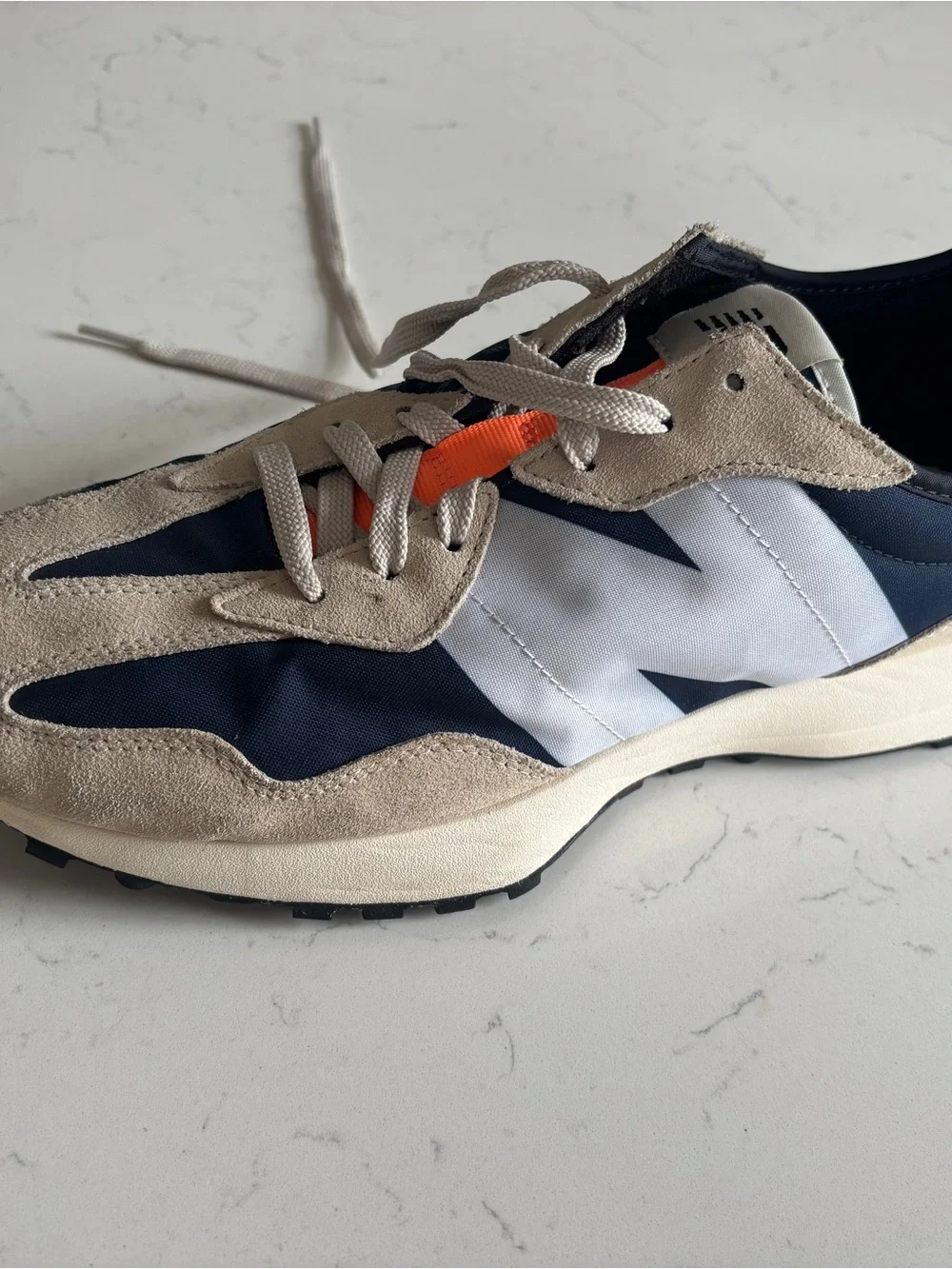 New Balance 327 Men's Outerspace (Navy, Beige & Orange Casual Runner)